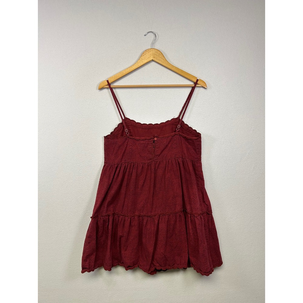 Boho Cottagecore Aeropostale Womens Medium Burgundy Tiered Babydoll Cotton Dress - Picture 2 of 9
